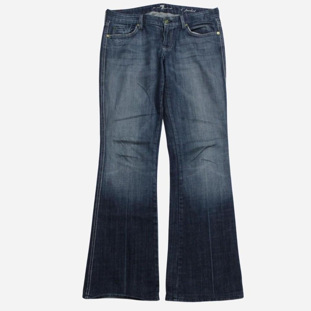 Womens Y2K USA Made 7 For All Mankind Low-rise Flare A Pocket Faded Jeans